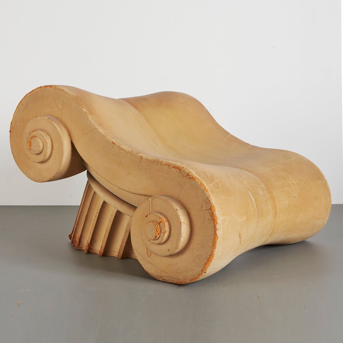 NuritPazner's tweet photo. Roman Empire attitude is strong with this chair. Designed in 1971 by Studio65 (Italy) for DuPont competition. Didn’t win. Ancient Greek ruins, Ionic style — fluted shafts &amp; scrolled capitals.

“Smooth texture and cosy ergonomics, produced in polyurethane.”
https://t.co/L72QcSTJCJ https://t.co/BF03NkMKpG
