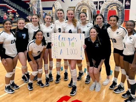 <a href="/OliviaStringer6/">Liv Stringer</a>  hits the 1000 kill mark tonight.  She needed 19 and finished the night with 27. These ladies put up a great fight and pulled out the win in 5 sets. Beyond proud!! Great job ladies and Congratulations to Liv. #queenofthecourt
 #team #noexcuses