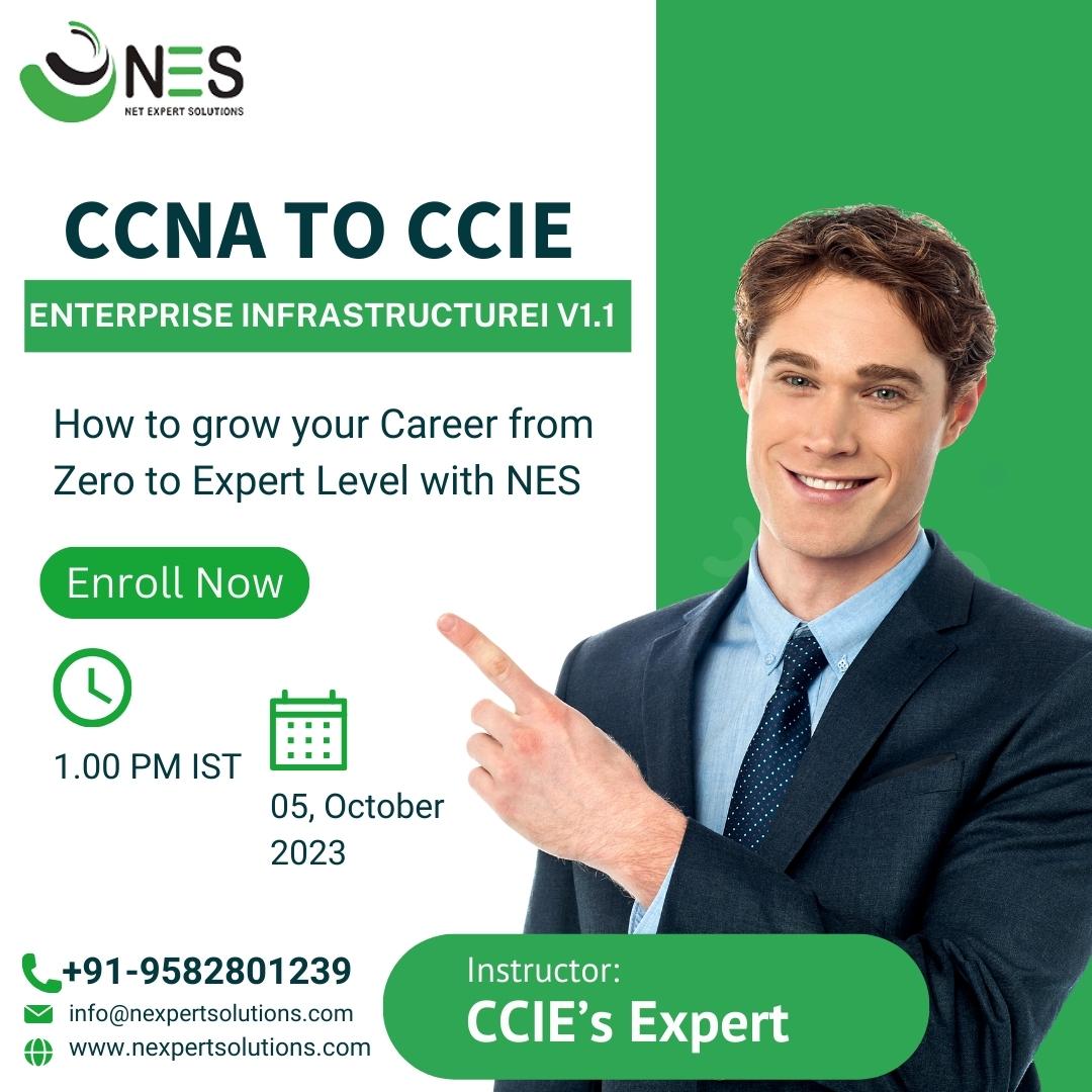 NESnetworking's tweet image. Here&apos;s a general progression from CCNA to CCIE in the Enterprise Infrastructure track:
𝗘𝗻𝗿𝗼𝗹𝗹 𝗻𝗼𝘄: nexpertsolutions.com
𝗖𝗼𝗻𝘁𝗮𝗰𝘁 𝘂𝘀: +91-9582-801-239
𝗘𝗺𝗮𝗶𝗹: info@nexpertsolutions.com
#CCIE #CCIEEnterpriseInfrastructure #NetExpertSolutions #Cisco #Network