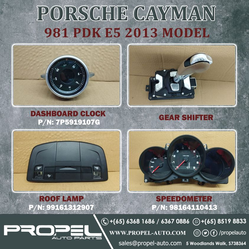 propelauto's tweet photo. Porsche Caymen 981 Interior Dash Parts #onsalenow
Shop Genuine Spares for your car at #PropelAutoParts #SG
#Porsche #Caymen #981E5 #Facelifted #DashClock #GearShifter #Rooflamp #AccessoryParts #Speedometer #Cluster #SingaporeCar #PorscheRepair #SGWorkshops #caymanparts #Shop https://t.co/iqAZeZvl7b