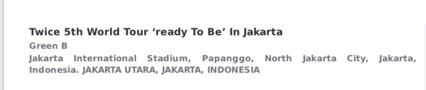ChandraDylan's tweet photo. gamasuk akal tapi worth the try

want to trade / tuker tambah TWICE Jakarta cat Green B -> Blue (A/B bebas). ada 4 tiket, gue tambahin sewajar dan sesetujunya satu sama lain 🤝🏻 DM kalo tertarik! gaboong inimah

PLIS MAU LIAT NAYEON DEPAN MATA 😭🙏🏻

wts wtb jual tiket konser twice https://t.co/EVH9wbJign