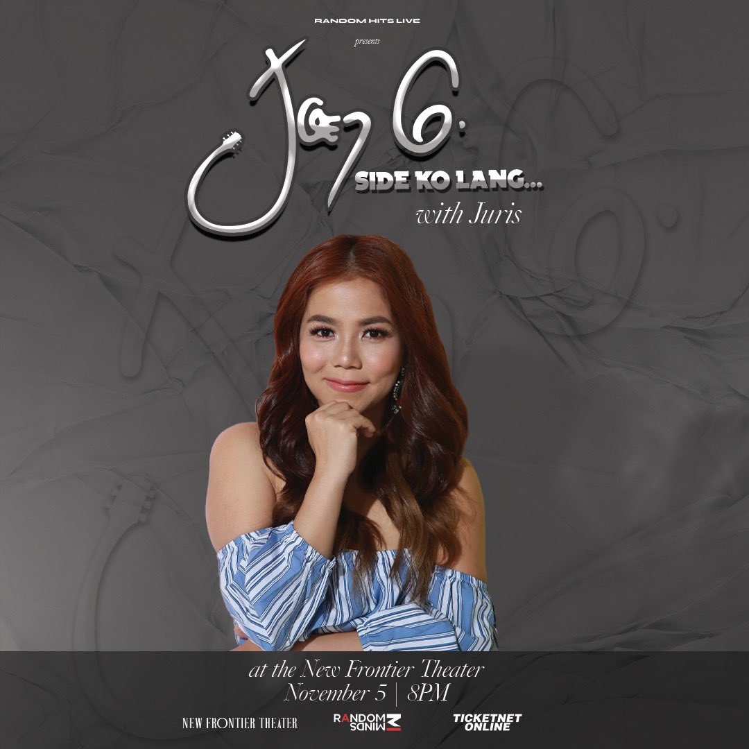 📣📣📣
Juris will be Joey G's special guest for Side Ko Lang! 
Live at the New Frontier Theater this 5th of November.

Get your tickets at ticketnet.com.ph or TicketNet outlets nationwide today starting 3PM.

VIP with M&amp;G reservation is still available via