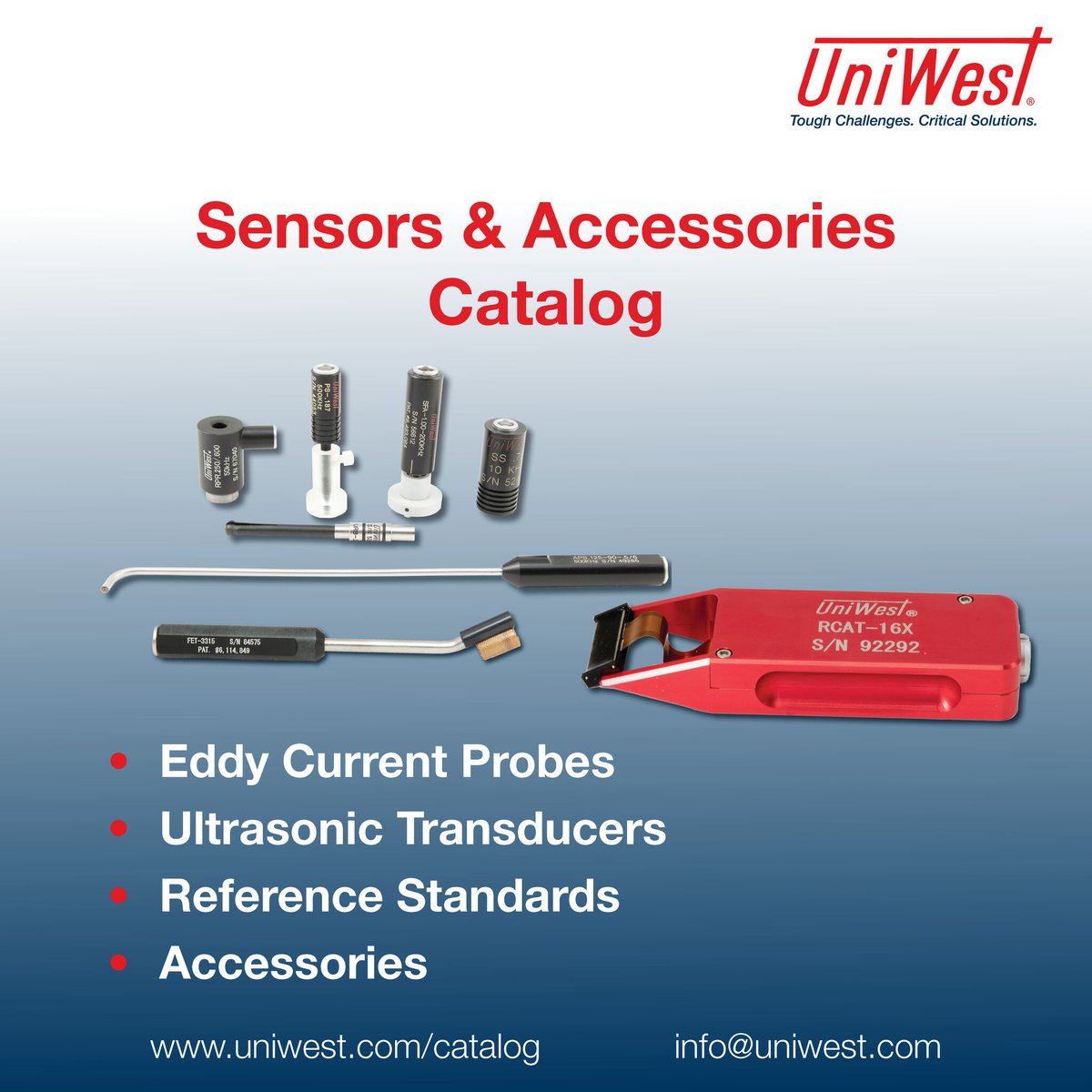 🌟 Uniwest's Sensors &amp; Accessories Catalog is here to revolutionize your industry. From precision to innovation, they've got it all. 🔬🔌

To know more visit uniwest.com 

#OSNDT #NDT #onestopndt #nondestructivetesting #NDTindustry #NDTprofession #OneStopNDT
