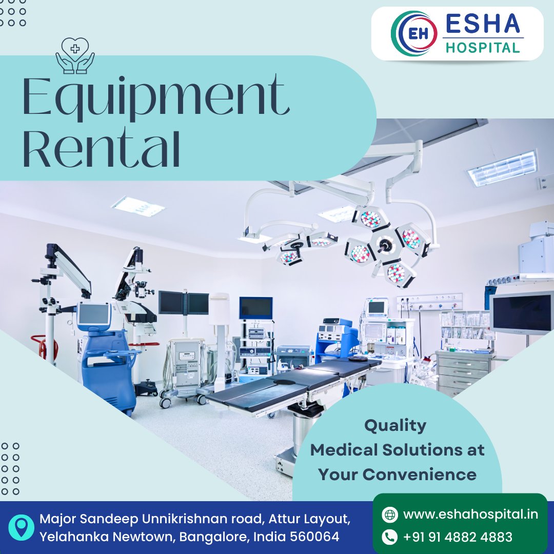EshaHospitals's tweet photo. Need specialized medical equipment? Esha Hospital Equipment Rental offers a range of high-quality medical devices for short-term use. From mobility aids to home care essentials.

For more info &amp; Consultation : https://t.co/VTMDjPwTvw

#specialized  #bangaluru #ESHAhospital https://t.co/erUzJzCnxS