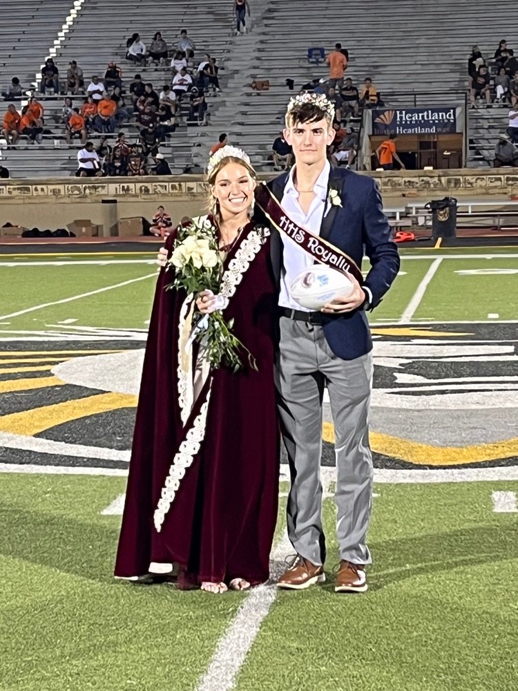 Congrats to Mika Zimmerman and Nate Henderson , the 2023-24 Hays High Homecoming Queen and King!