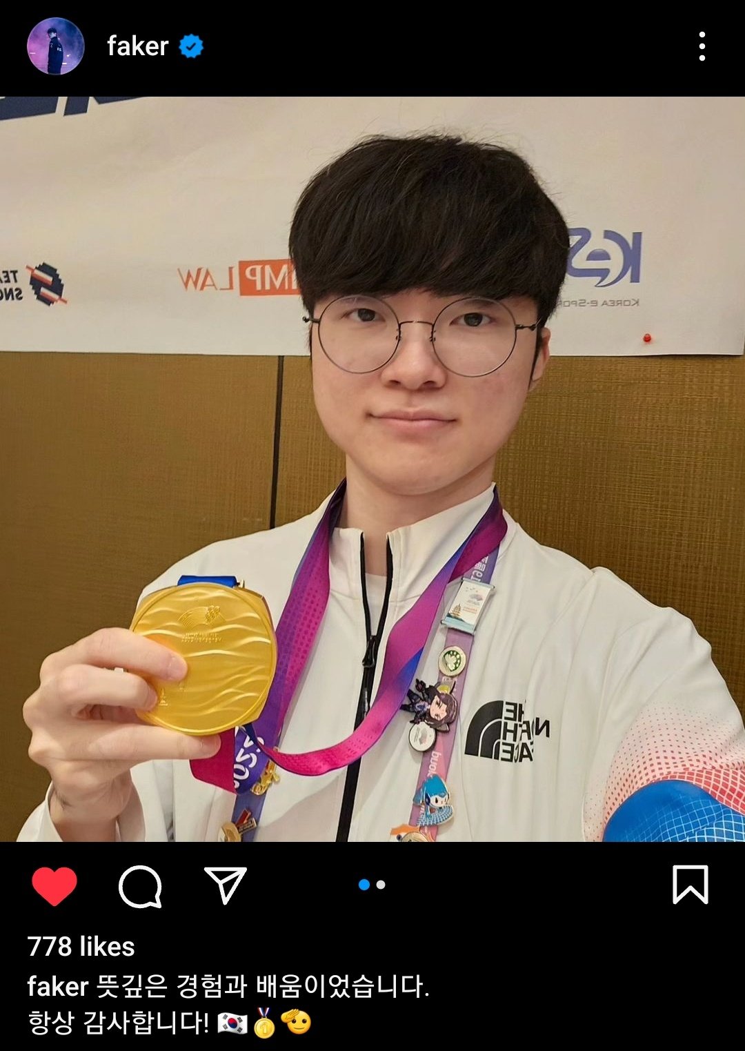🌻 on X: #Faker Instagram Post Update 🥇 It was a meaningful experience  and learning. I'm always thankful! 🇰🇷🥇🫡  / X