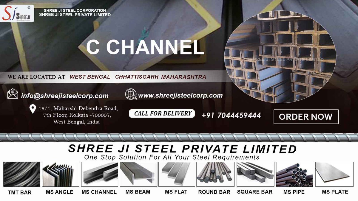 shreejisteel1's tweet image. C channel is a vital component in construction across India. Shree Ji SteelPrivate Limited offers the most superior quality C Channel. These are mostly used in construction and civil engineering.#mschannel #mschannels #csectionsteel #cchannels #cchannelproducts