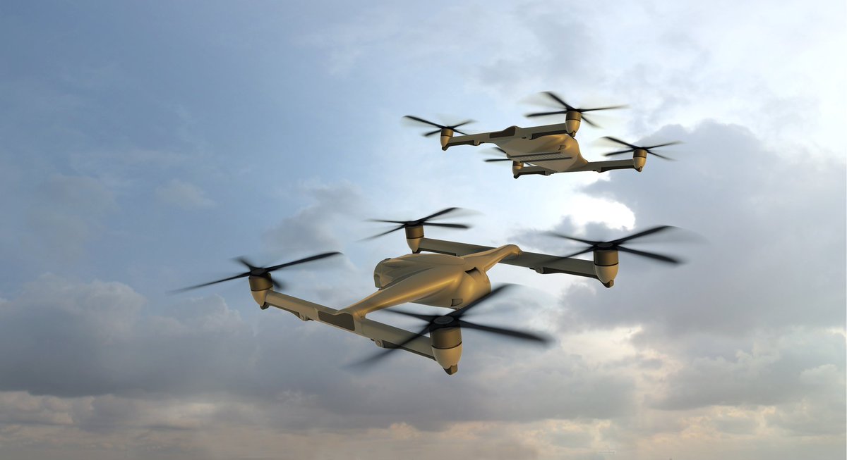 Defence360's tweet photo. 🇬🇧 @BAESystemsAir and Malloy Aeronautics have demonstrated the T-600 heavylift uncrewed air system during  @NATO #DynamicMessenger #DYMS23 in 🇵🇹. T-600 is an electric-powered demonstrator aircraft capable of VTOL, can carry a payload of 200 kg and can travel at up to 140 km/h. https://t.co/fCnB4IeioU