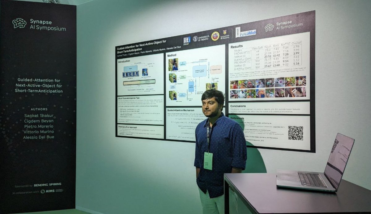 cigdem.beyan (@beyancigdem) on Twitter photo Join <a href="/sanketsans97/">Sanket Thakur</a> who is presenting our approach for 🔅the short-term action anticipation in first-person videos🔅!
Project page: sanketsans.github.io/guided-attenti…
#synapseAIsymposium <a href="/bendingspoons/">Bending Spoons</a> Join <a href="/sanketsans97/">Sanket Thakur</a> who is presenting our approach for 🔅the short-term action anticipation in first-person videos🔅!
Project page: sanketsans.github.io/guided-attenti…
#synapseAIsymposium <a href="/bendingspoons/">Bending Spoons</a>