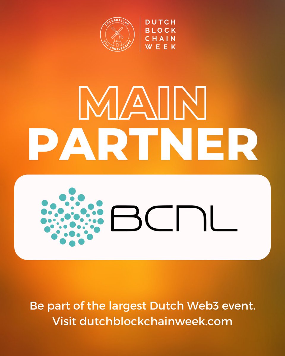 DutchBlockWeek's tweet photo. Main Partner of the Dutch Blockchain Week and Organizer of the BCNL Grand Event, welcome to @BCNLfoundation .
Have you secured your spot already?
🔥 Get your Early-brid tickets now.
🔗 https://t.co/btHNasSvva
#bcnl #dbw23 #startups #netherlands https://t.co/985T4sZAcp