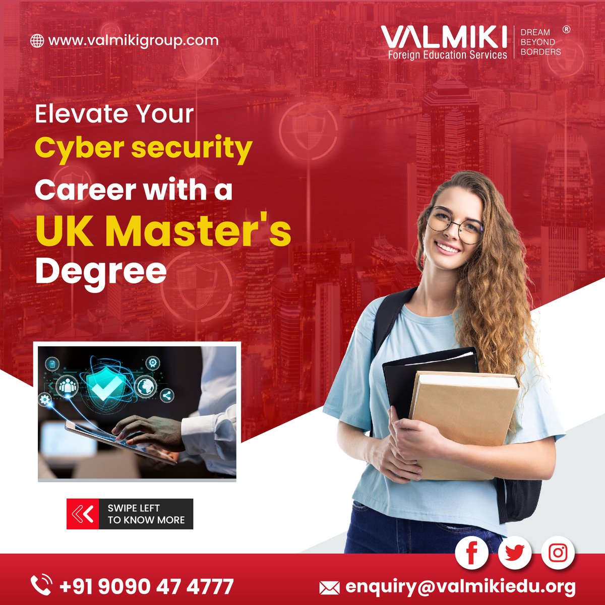 valmikitweet's tweet image. Secure your future with a Master's in Cybersecurity from the UK. Explore world-class programs and safeguard your career.
bit.ly/3CFL5Dn
#ValmikiGroup #CybersecurityMasters #HigherEducation #UKEducation #studyabroad #abroadeducationalservices #Hyderabad