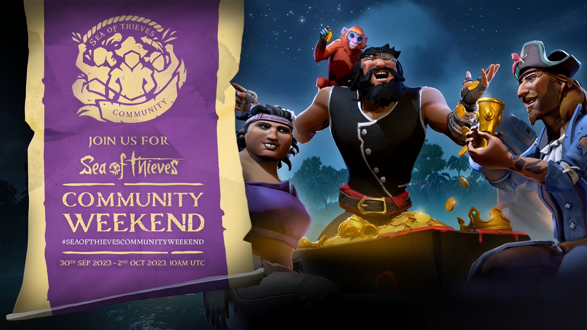 Community Weekend is live until October 2nd (10am UTC)! Log in to get your free flag and Touch Grass Emote, then get sailing and sharing your stories! Don't forget that watching SoT on Twitch during this time contributes to the Community Emissary Grade, boosting rewards for all.