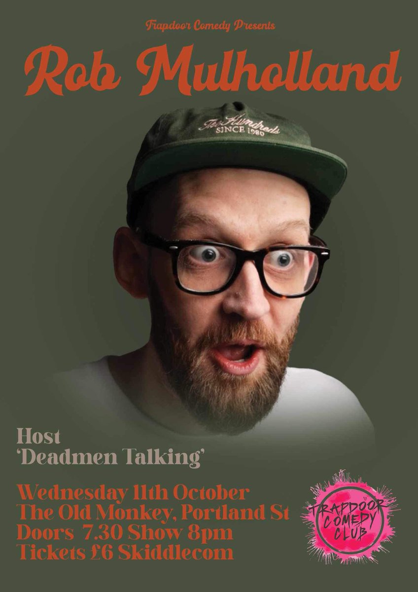 That <a href="/robmulholland/">Captain Bendy</a> off <a href="/DeadMenTalkPod/">Dead Men Talking</a> is headlining Trapdoor Comedy this month! Tickets £6 at skiddle.com/e/36666075
<a href="/Trapdoorcomedy/">Trapdoor comedy</a>