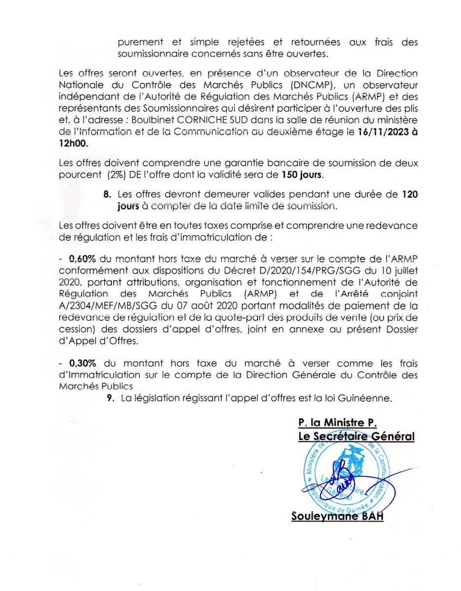 InfoComGN's tweet photo. [𝐃𝐀𝐎 - 𝐌𝐈𝐂]

Avis d’appel d’offres international relatif à la reconstruction de la RTG 2 de Boulbinet.

𝐒𝐞𝐫𝐯𝐢𝐜𝐞 𝐂𝐨𝐦𝐦𝐮𝐧𝐢𝐜𝐚𝐭𝐢𝐨𝐧 𝐞𝐭 𝐑𝐞𝐥𝐚𝐭𝐢𝐨𝐧𝐬 𝐏𝐮𝐛𝐥𝐢𝐪𝐮𝐞𝐬. 

👉 https://t.co/Eyn3WBuGap 

#MIC🇬🇳
#MInfoCom
#PRMP https://t.co/9iPCizofmq