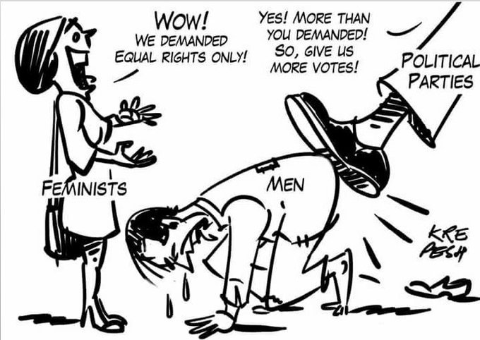 How politicians are competing with one another to subjugate #Men to please #feminist lobby.

Unless men unite the trend cannot be reversed.