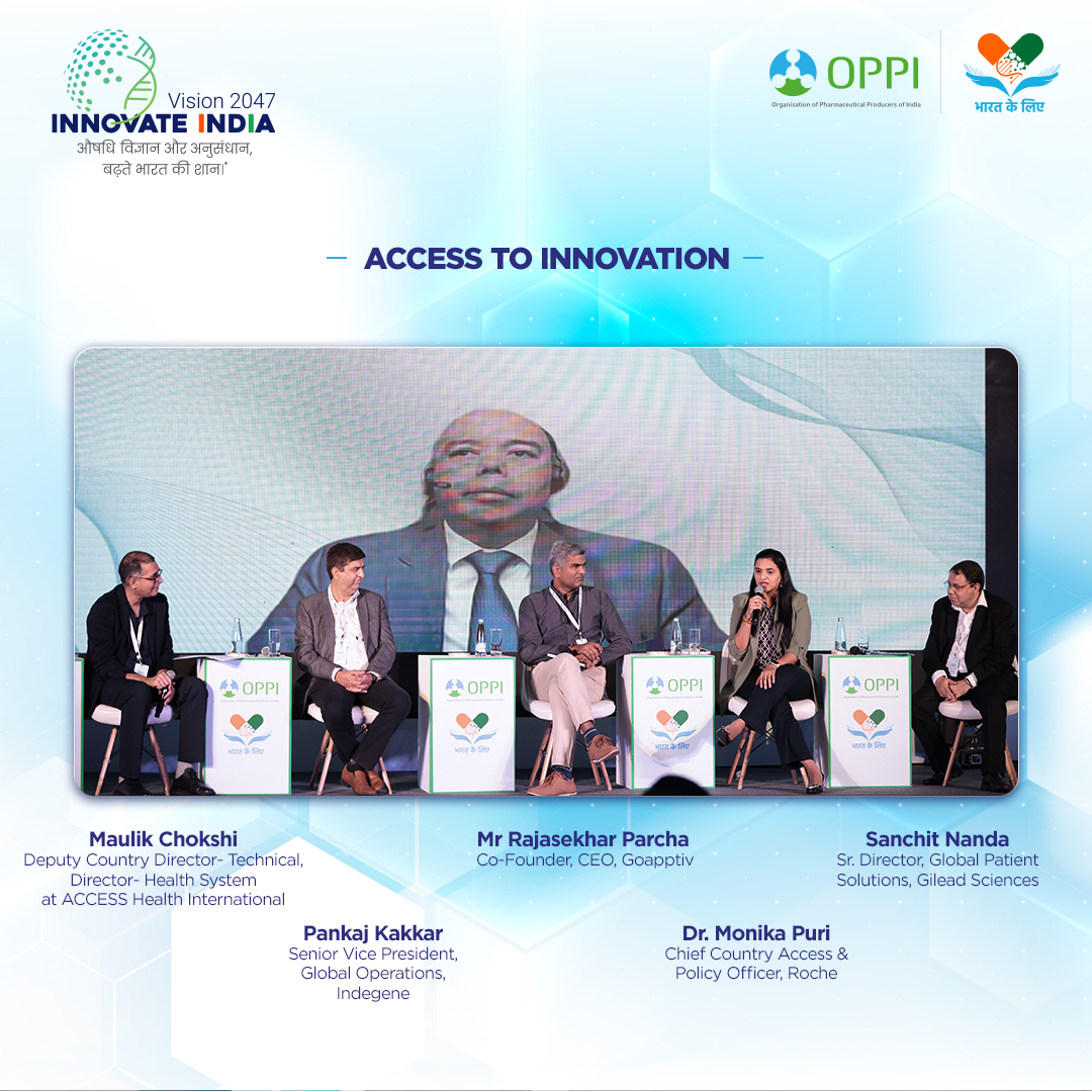OPPIIndia's tweet photo. At OPPI #InnovateIndia Vision 2047, Dr. Kamlesh Kumar Pant, Chairman of NPPA, led a perceptive panel expertly moderated by Maulik Chokshi, Deputy Country Director at ACCESS Health International. Collectively, they delved into the crucial topic of innovation access. #BharatKeLiye https://t.co/pwo6gtxi7K