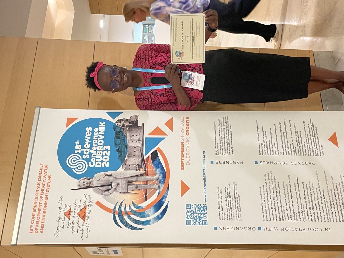 This week was exciting at the #sdewes2023 in Croatia. Co-chaired a plenary session for the first time! presented my research as a poster, as an oral presentation, and on the last day of #sdewes, I was pleasantly surprised when #sdewes recognised me with Best Poster Award (2nd)!