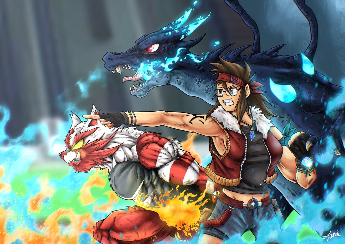 Taidaken Versus Thuky <a href="/ArtThuky/">Thuky_art</a> Pokémon battle!
My side done by myself and Thuky did hers. 

Hope ya like!

#artwork #anime #draw #pokemon #pokemonart