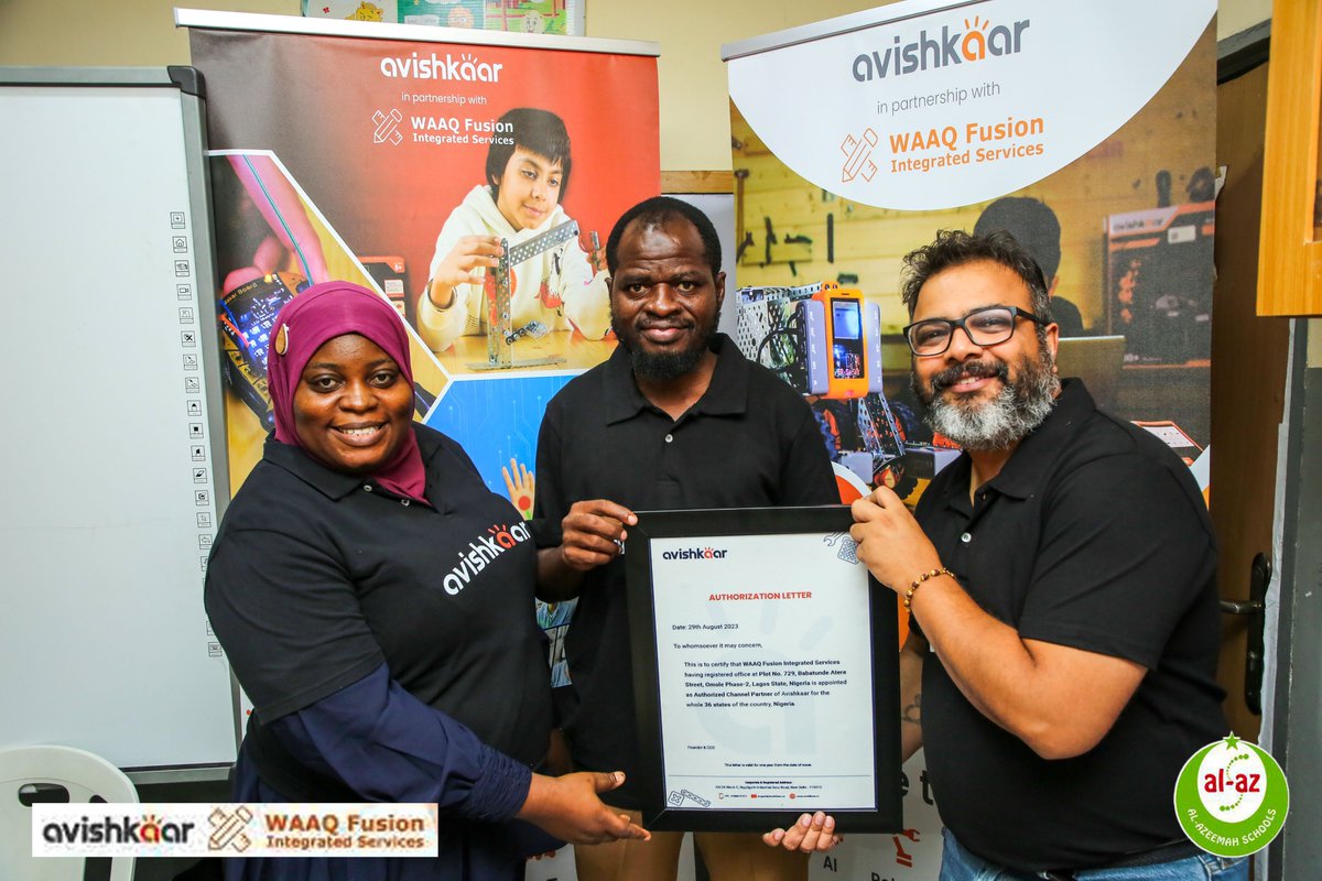 AvishkaarEdu's tweet photo. 🎓We are glad to announce that Avishkaar has collaborated with Al-Azeemah Montessori School, Nigeria 🇳🇬 to impart STEM Education to young students of Africa. 

📲 Checkout our products here - https://t.co/jzpU2wOhOo https://t.co/1C5B6muBcz