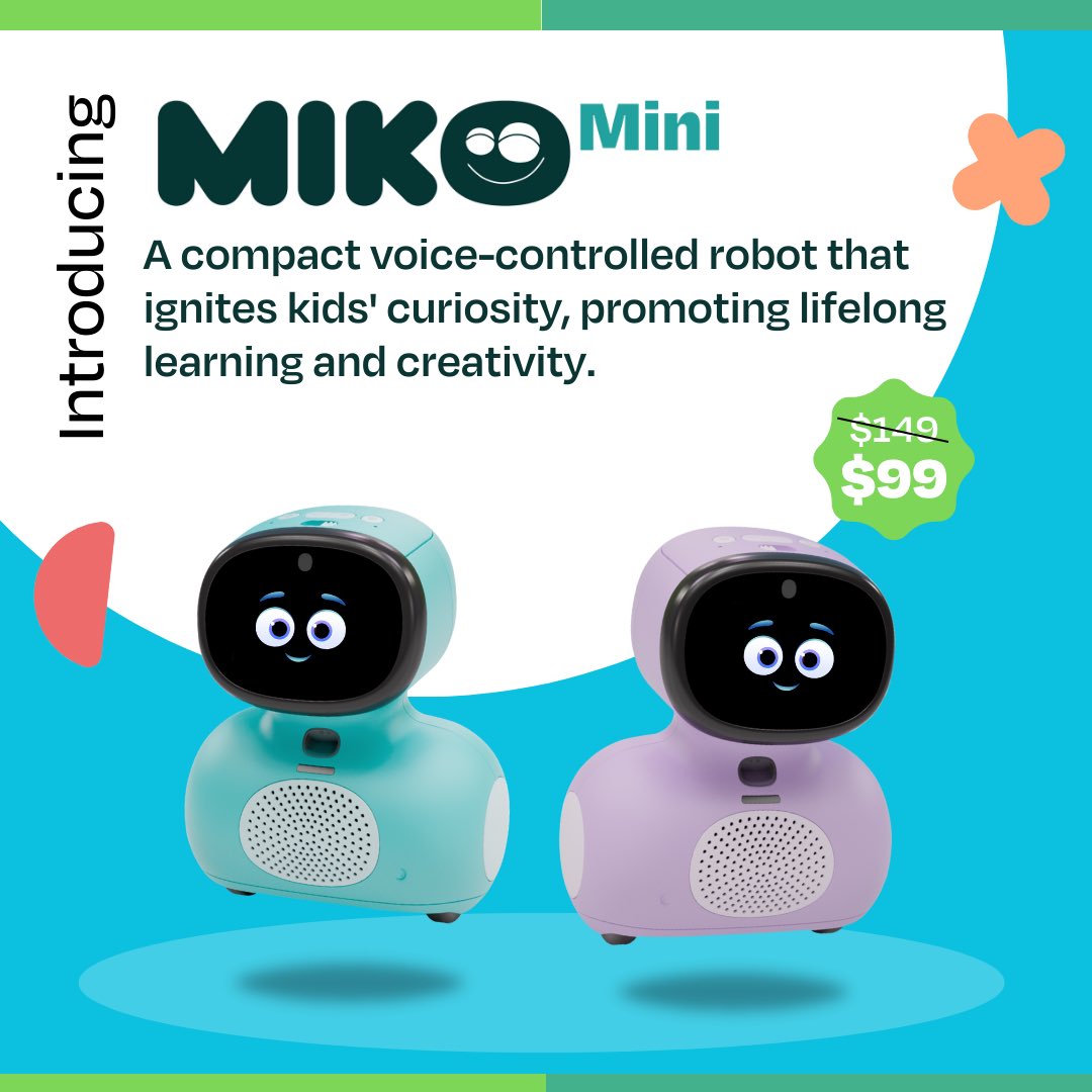 mikorobotusa's tweet image. Little Robot made for Big Things!
Part genius, all personality, hanging out with Miko makes you both smarter. The AI robot has a lot going inside, from math tutoring, spelling challenges, and critical thinking exercises to fun dance moves and jokes.
#KidsRobot #RobotForKids