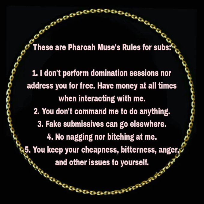 Here's my rules for interaction: These are Pharoah Muse's Rules for subs: 1. Have money at all times<a href="/tag/quotesoftheday"class="tags"><span>#quotesoftheday</span></a>