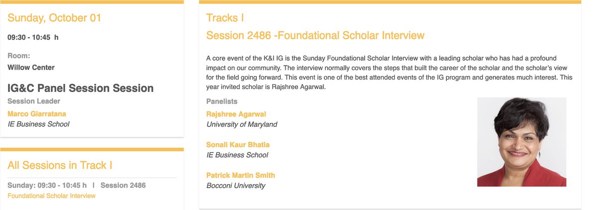 Join the K&I Session 2486 - Foundational Scholar Interview with @RajshreeAgarwa1 @mgiarra72 @lizaltman #sms2023