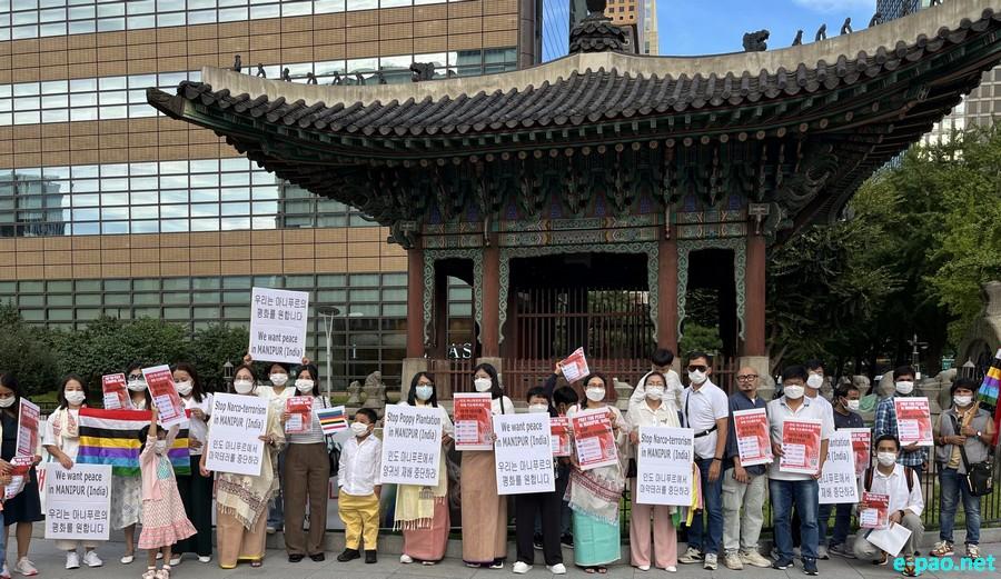 epaomanipur's tweet photo. Solidarity Demonstration in the light of 5 months long Manipur crisis in front of Gwanghwamun Palace, Seoul on 29th of September 2023

See full gallery @ https://t.co/XKPDku2o9i

Picture Courtesy :: Global Manipur Federation, South Korea Chapter https://t.co/H9EzCJYp9m