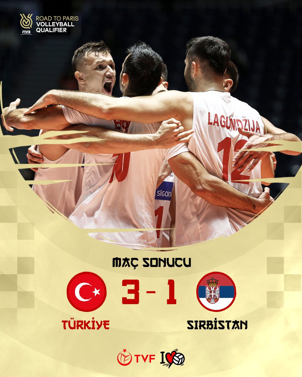 TVForgtr's tweet photo. 🇹🇷 #FileninEfeleri, 2024 Paris Olimpiyat Elemeleri ilk maçında Sırbistan’ı 3-1 mağlup ediyor! 🔥 https://t.co/Urzextailg