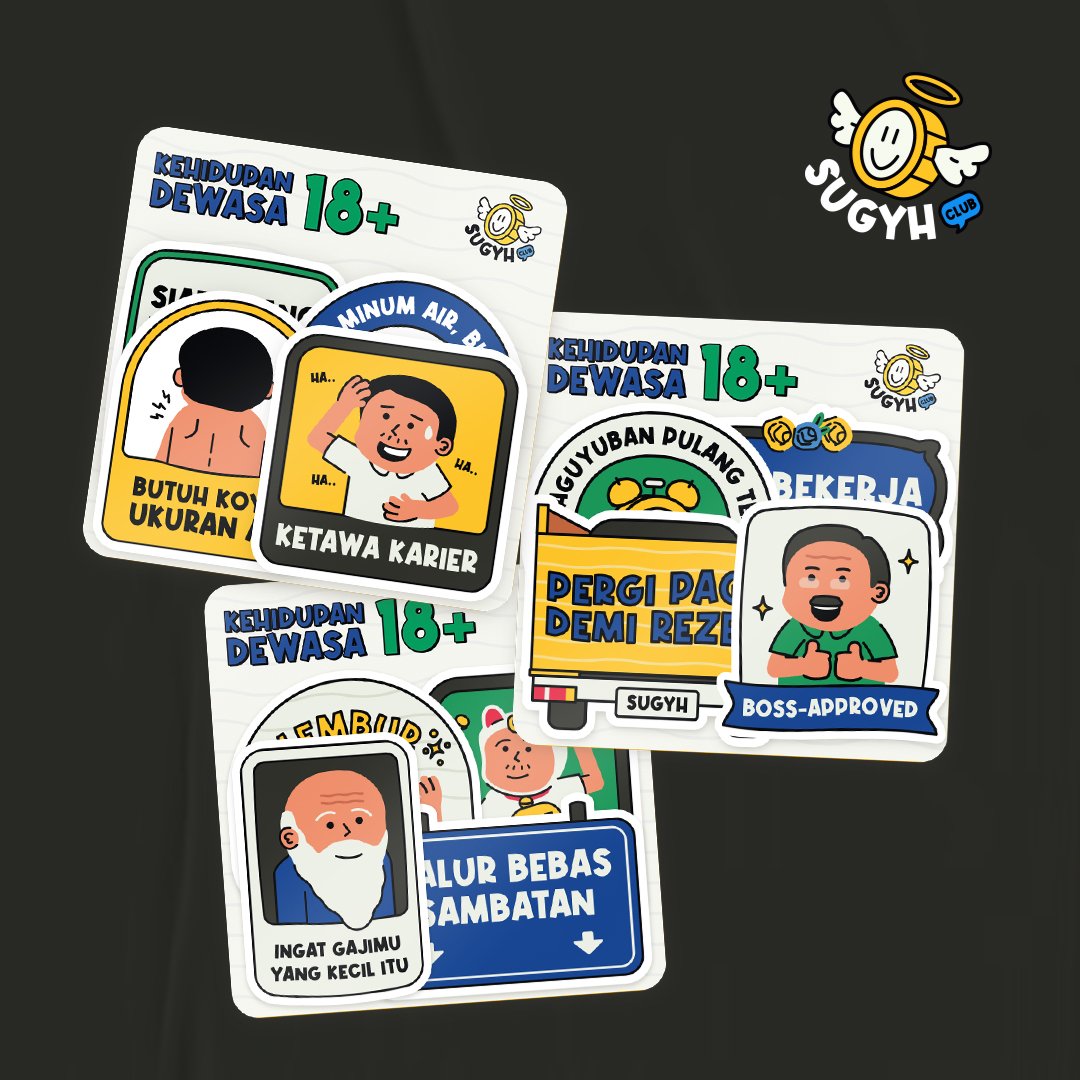 pixelicjualan's tweet image. Sepi, iya.
Nyerah, ga akan.

Memanggil para certified badut korporat maupun yang menjelang-certified, bisa nih beli merchandise ini. Besok promo 10.10 🤝🏼🥳

Instagram.com/sugyh.club
Shopee.co.id/sugyh.club

#budakkorporat #promo1010 #stikermurah