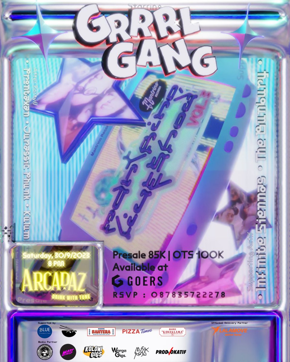 PDF (@prodvokatif) on Twitter photo Akhirnya, <a href="/grrrlgangband/">GRRRL GANG</a> rilis debut album penuhnya sobbh!
Dan untuk merayakan itu, sampai jumpa nanti malam di Mantrino Live Show vol.3 bersama Grrrl Gang, <a href="/InfiniteSiennas/">Infinite Siennas</a>, <a href="/bunburythe/">THE BUNBURY</a>, juga <a href="/prontaxan/">PRONTAXAN</a> lord of lonxorrr!
Tiket: hub. akun IG mantrino.records. Akhirnya, <a href="/grrrlgangband/">GRRRL GANG</a> rilis debut album penuhnya sobbh!
Dan untuk merayakan itu, sampai jumpa nanti malam di Mantrino Live Show vol.3 bersama Grrrl Gang, <a href="/InfiniteSiennas/">Infinite Siennas</a>, <a href="/bunburythe/">THE BUNBURY</a>, juga <a href="/prontaxan/">PRONTAXAN</a> lord of lonxorrr!
Tiket: hub. akun IG mantrino.records.