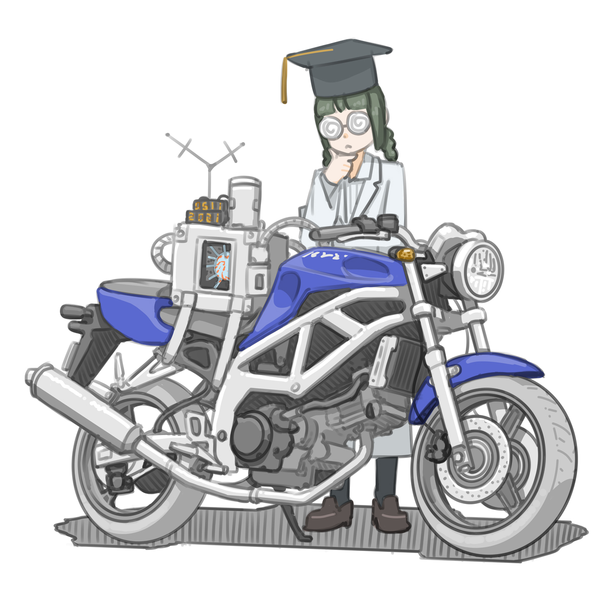 「愛車に時空転移装置を付けたら乗れなくなった女子です。(スズキ SV400)#バイ」|きわみらい@バイクJKのイラスト描きのイラスト