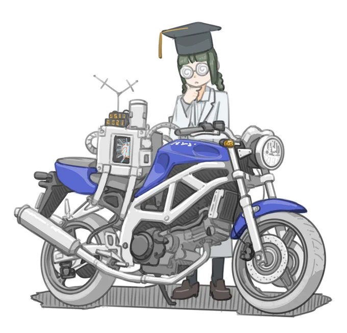愛車に時空転移装置を付けたら乗れなくなった女子です。(スズキ SV400)#バイクJK#イラスト 