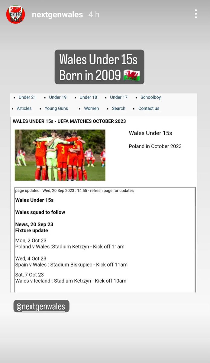 Another fantastic experience for this young man this coming week
#proud#U15s#wales🏴󠁧󠁢󠁷󠁬󠁳󠁿🏴󠁧󠁢󠁷󠁬󠁳󠁿⚽️⚽️