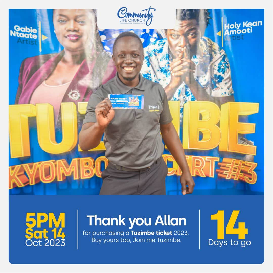 CLCKampala's tweet photo. 🤩🤩🤩       1️⃣4️⃣ Days Left!

Have you got your ticket yet?

This week, Allan answered the question with his 50K.

BUY 2️⃣ SELL 3️⃣

#Tuzimbe 
#KYOMBO 
#AWE https://t.co/6yWMs9Ay8N