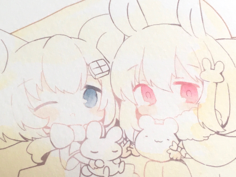 「skebのイラスト 塗ってます～ 」|犬飼/さかなのマーチ【BOOTH新作追加/名古屋コミティア【D-24】】のイラスト