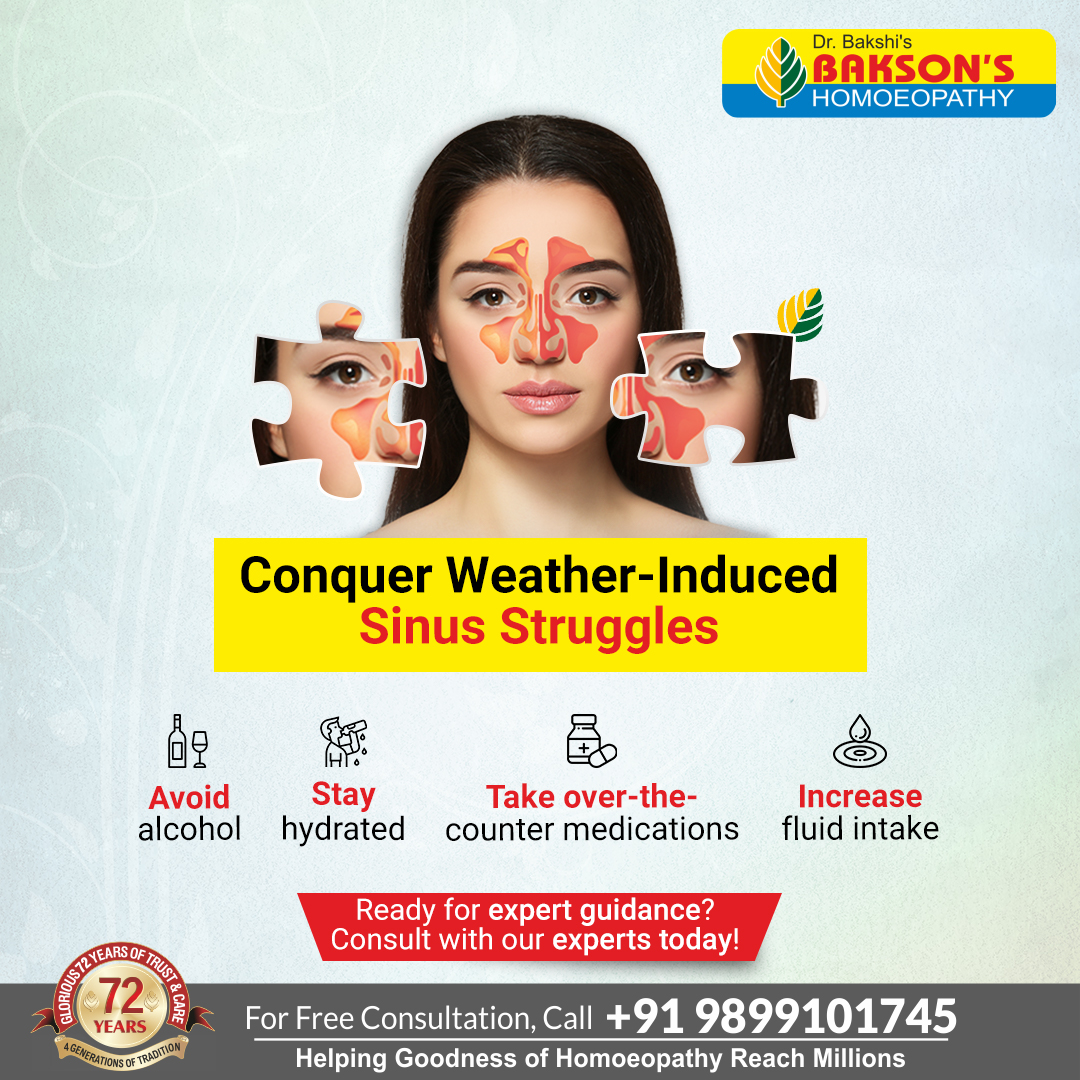Baksons's tweet image. Defeat Weather-Induced Sinus Woes!
Here are some tips: Say no to alcohol, keep yourself hydrated, grab OTC meds, and up your fluid game!

To know more, call: 098991 01745

#SinusWoes #WeatherSinus #SinusProblems #SinusStruggles #HomoeopathyTreatment #BaksonsHomoeopathy