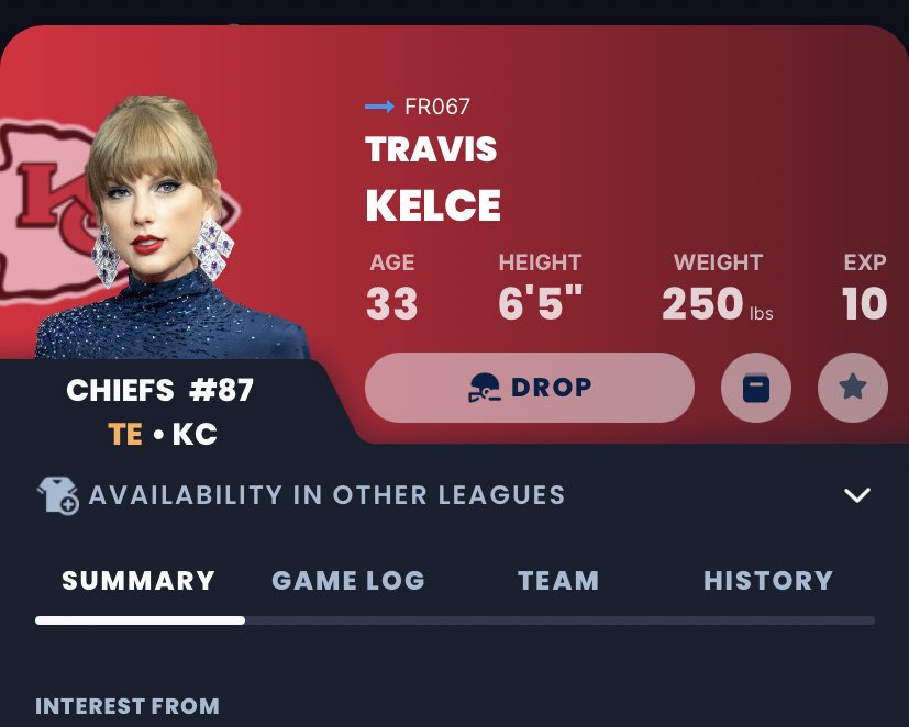 FinRyan_'s tweet image. Kudos @SleeperHQ this got me #TaylorSwift #nfl #TravisKelce
