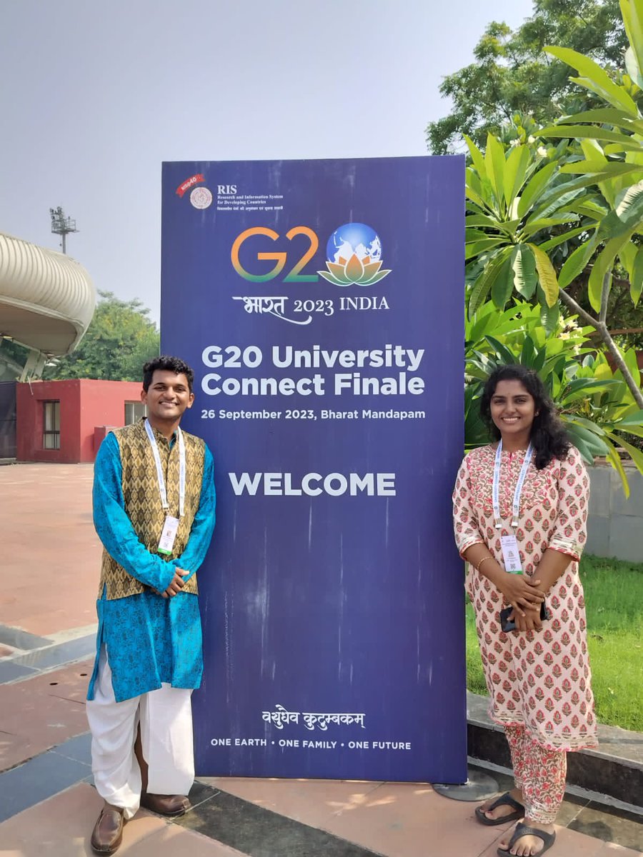 do_mahe's tweet photo. MAHE delegation, led by Vice Chancellor, participated in G20 University Connect Event in New Delhi on 26-9-23.
Special shoutout to our outstanding students, Ms.Manaswini (Final Year B. Com) &amp; Mr.Aniket Shanbhogue (PGDM Logistics and Supply Chain) who represented MAHE with pride. https://t.co/a8di1SgOx6