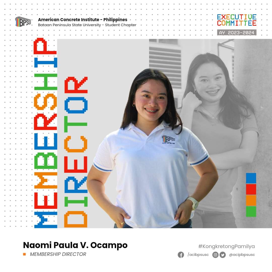 acipbpsusc's tweet photo. Meet the #ACIPBPSUSC’s 𝗘𝘅𝗲𝗰𝘂𝘁𝗶𝘃𝗲 𝗢𝗳𝗳𝗶𝗰𝗲𝗿𝘀 𝗮𝗻𝗱 𝗗𝗶𝗿𝗲𝗰𝘁𝗼𝗿𝘀 for the 𝗔.𝗬. 𝟮𝟬𝟮𝟯-𝟮𝟬𝟮𝟰!

#AlwaysAdvancing
#KongkretongPamilya
#ACIPBPSUSC

American Concrete Institute Philippines - BPSU Student Chapter
https://t.co/qjr6bDJvLH https://t.co/r5iNnYPj08