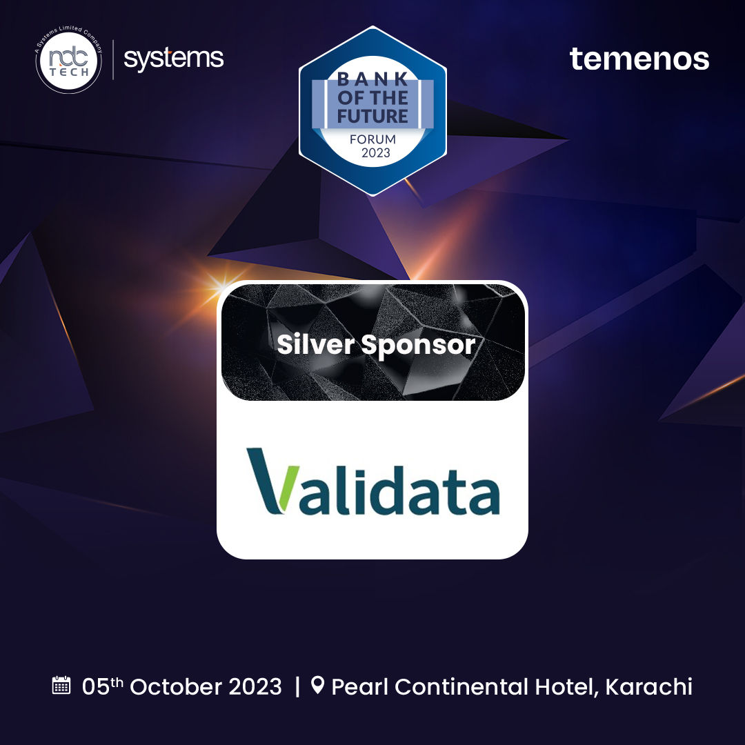 NdcTechTweet's tweet image. Thrilled to have Validata Group on board as our Silver Sponsor for BOFF 2023! Join us on October 5th at Pearl Continental Hotel, Karachi, for a deep dive into the future of banking. Register today: lnkd.in/d2Vwgxyb

#NdcTech #Systems #BOFF2023
