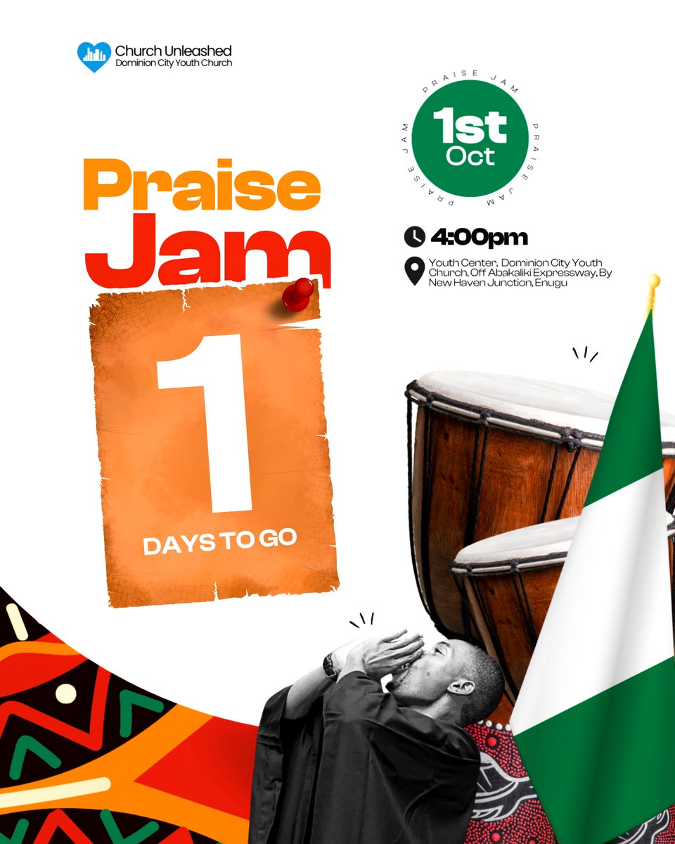 DcYouthChurch's tweet photo. 1 DAY TO GO 💃🏻💃🏻💃🏻

Hope your dancing shoes are ready, and your voice is in tune? 

It's going to be a Praise Galore; we can feel it already 🥳🥳🥳🥳

#Road2Praisejam2023 #churchunleashed
#dominioncityyouthchurch https://t.co/gaiwxKFN6y
