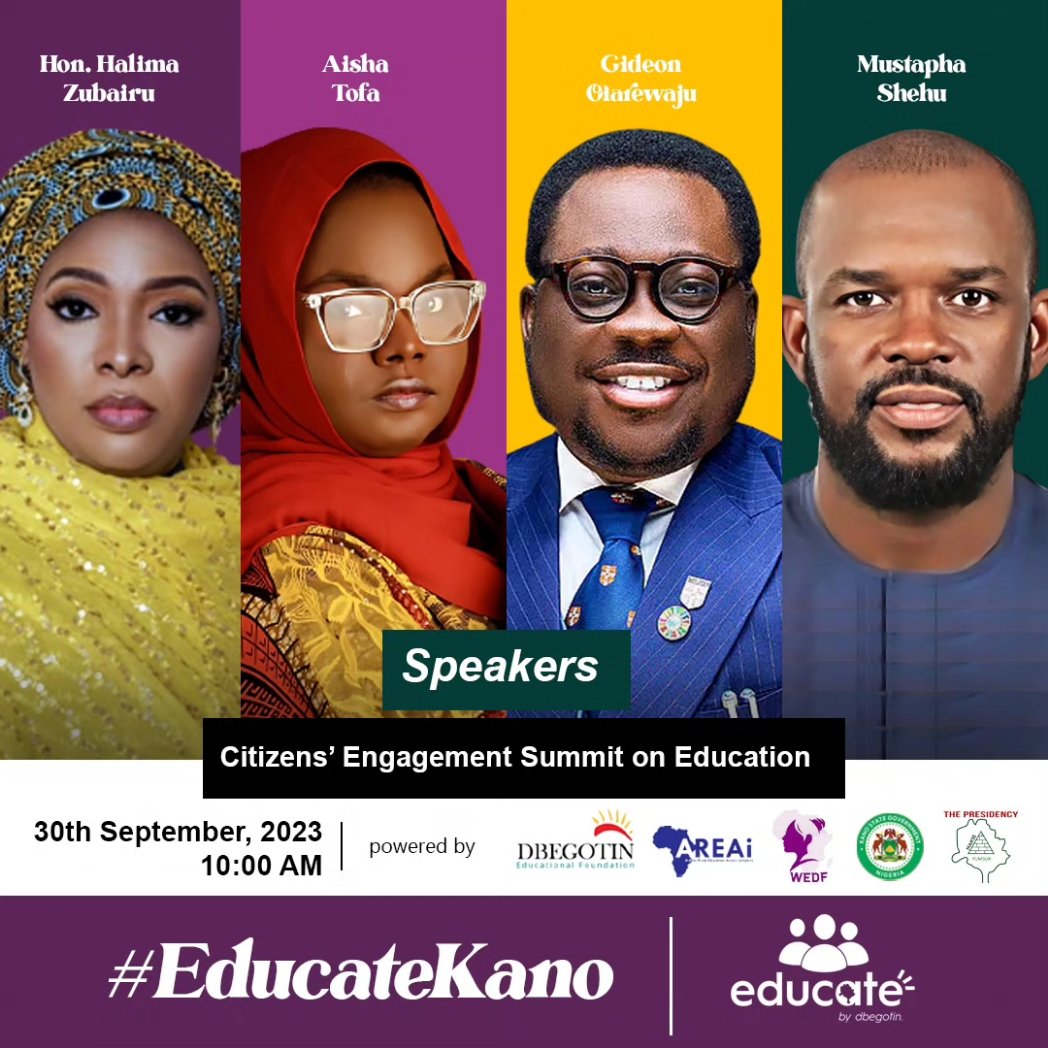 Today I will be hosting the @Dbegotin_ #EducateKano Citizens' Engagement Summit on Education. A platform of active community citizens and education stakeholders to bridge gaps and shape a brighter future for education.

#Dbegotin #EducateKano #EducationForAll #Kano #Nigeria
