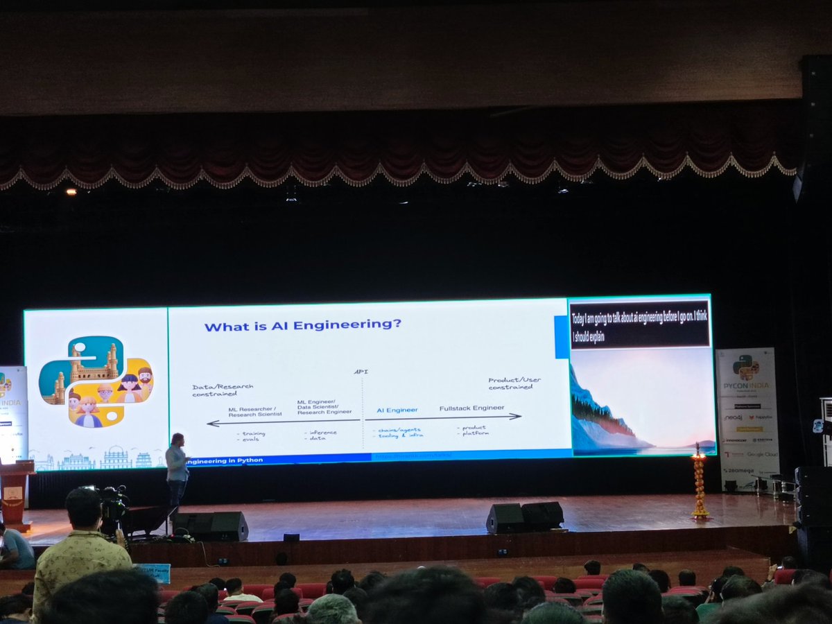 KabirTheNomad's tweet image. Attending @NirantK's talk on AI Engineering in Python - System Design 101 at #PyConIndia2023
#PyConIndia #PythonForAll #CodeCollaborateCelebrate