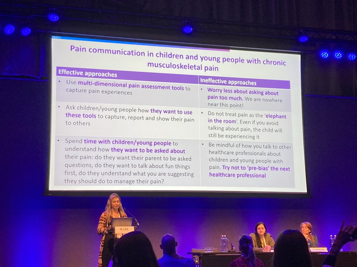 Assessing and communicating about #pain in young people with #msk diseases #arthritis improves outcome @rebecca_lee07 shows how paediatric #rheumatology is currently falling short, and ways to move forward Asking more frequently will NOT worsen pain @PReSEMERGE #PReS2023