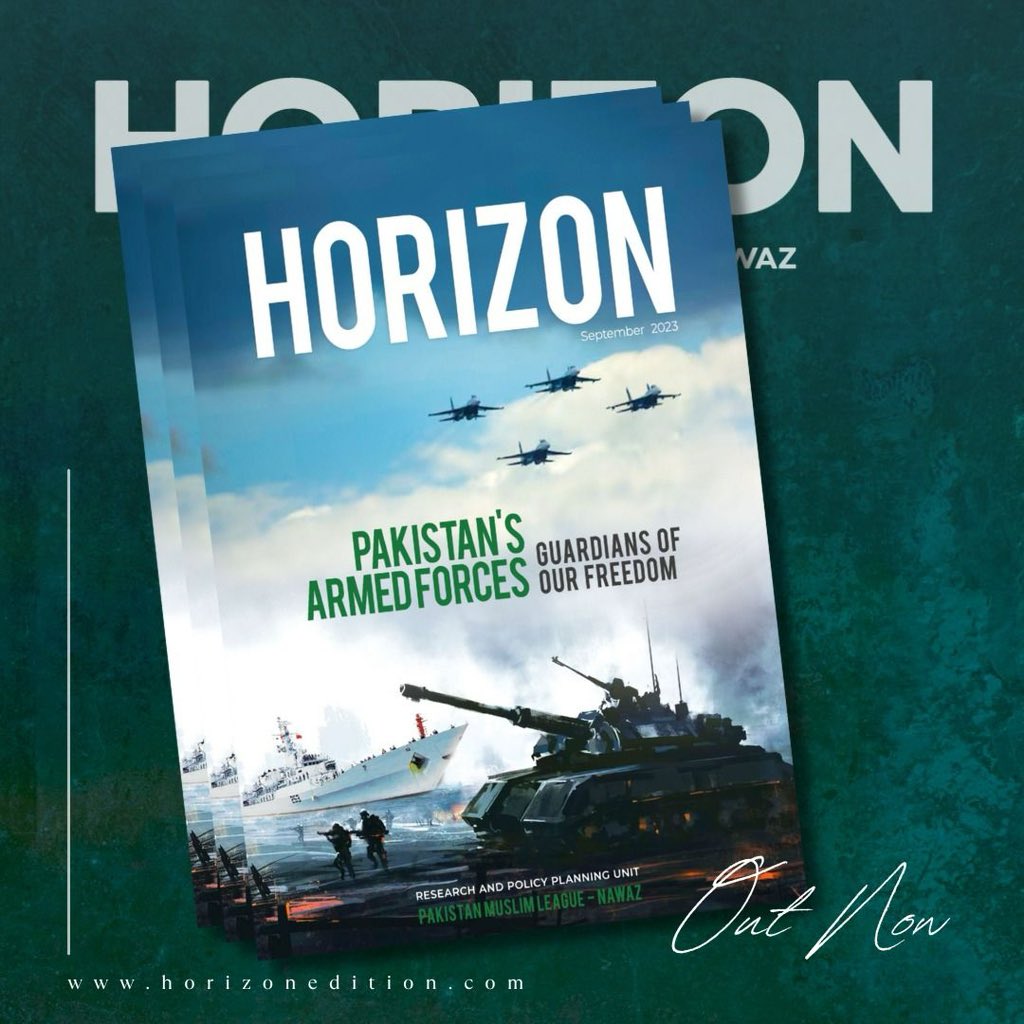 Excited to announce the launch of the September 2023 issue of Horizon magazine, the official publication of PML-N.

Download:  horizonedition.com/download/horiz…

#horizonpmln #Pakistan #PakArmyZindabad #defenceday2023 #PakArmy #horizonmagazine #pmlnmagazine