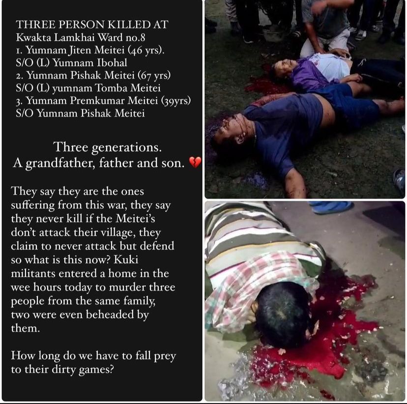 HuidromJem2850's tweet photo. @AmitShah @narendramodi this is not movie ,kuki militants entered a home and killed three people of meitei's from the same family .I feel blue .what do u think about Manipur crisis? Manipur people says where is modi jii ..is he blind ..we don't know wht u think ..plize come https://t.co/63QxXMuvjl
