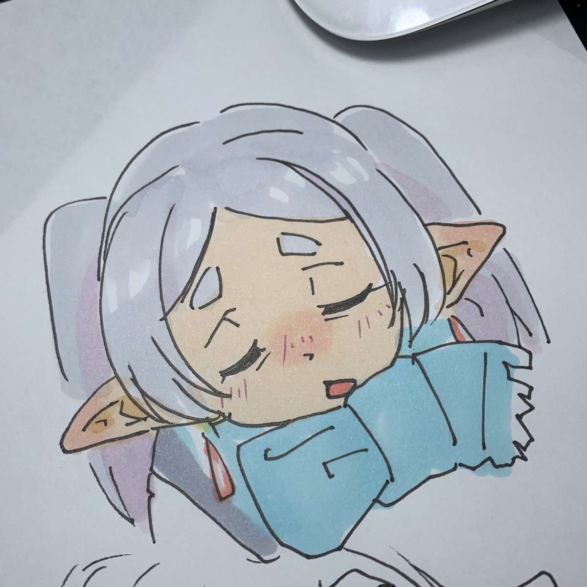 フリーレン「フリーレン様はたまに名探偵ピカチューみたいな顔するとこ好き 」|ひじからのイラスト