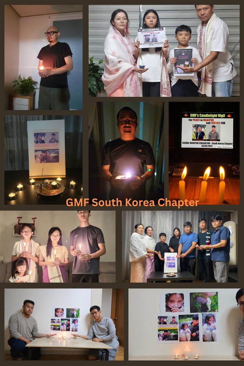 GMF South Korea Chapter join hands for a candlelight vigil mourning the tragic loss of two innocent souls. Beyond justice, we also kindle the flames of peace in our hearts.
#SaveManipurSaveIndia #Justice4LinthoiAndHemanjit #JusticeForManipurStudents 
#PeaceForManipur