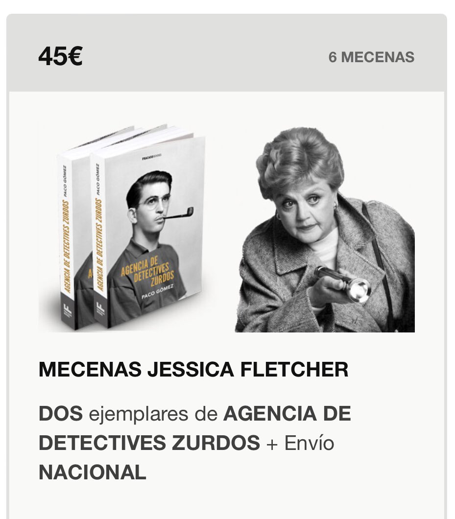 Si te invitan a una cena y ves que Jessica Fletcher es uno de los comensales échate a temblar porque alguien va a morir. Eso ha sido así de toda la vida. 
Estamos muy cerca de conseguir nuestro objetivo. vkm.is/adz

VAMOOOOOOOO