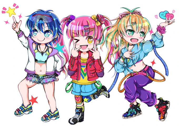 #好きな画像貼って4人指名していくリレー #オリキャラ #アズールレーン わらさん()から指名頂きました!  そんなこんなでオリキャラとハマスタレパルスandボーグ貼っておきますぜ〜  目に優しくない派手派手な配色が好きで超絶カラフルで描いております!
